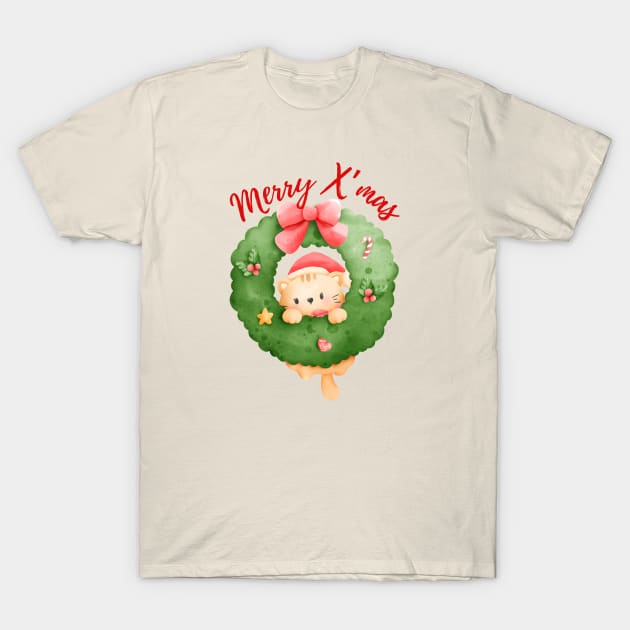 Merry X’mas, Meowy Christmas, cute and adorable Christmas cat. T-Shirt by WhaleSharkShop